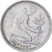 ALEMANHA - REPÚBLICA FEDERAL, 50 Pfennig, 1981, Karlsruhe, Cobre-níquel