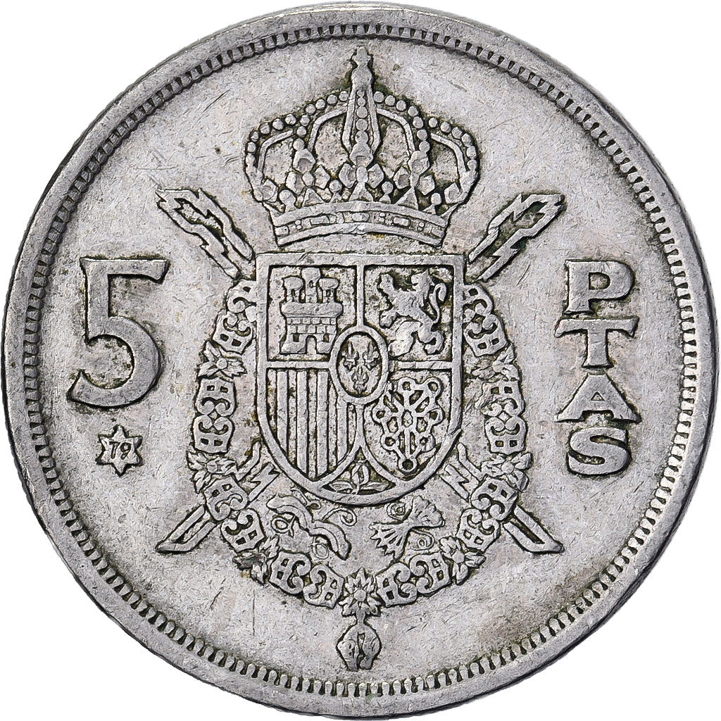 Espanha, Juan Carlos I, 5 Pesetas, 1979, Cobre-níquel, VF(30-35), KM:807