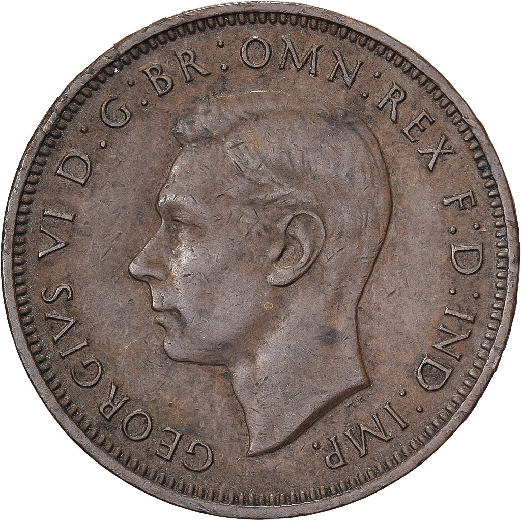 Groot Bretagne, George VI, 1/2 Penny, 1947, Bronzen, ZF, KM:844