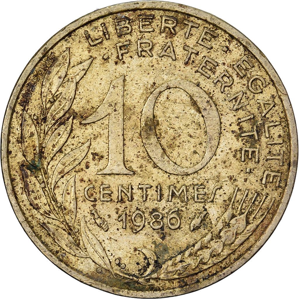 Francia, 10 Centimes, Marianne, 1986, Paris, Aluminio - bronce, BC+