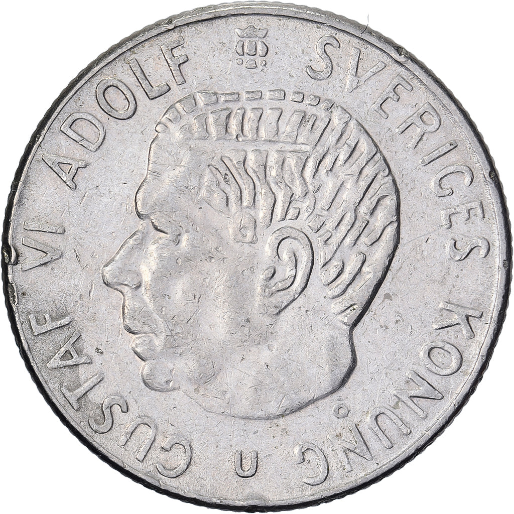 Svezia, Gustaf VI, Krona, 1973, Rame ricoperto in rame-nichel, MB+, KM:826a