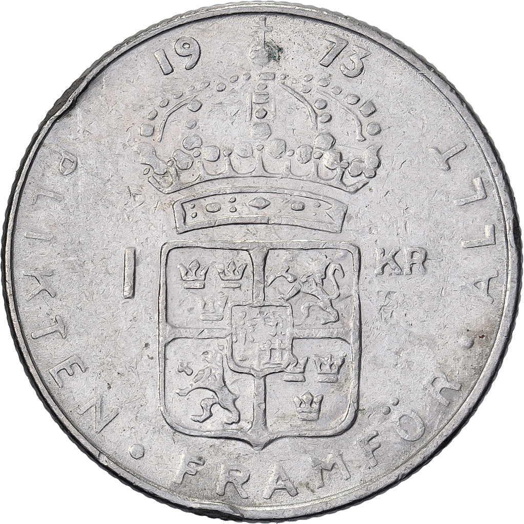 Svezia, Gustaf VI, Krona, 1973, Rame ricoperto in rame-nichel, MB+, KM:826a