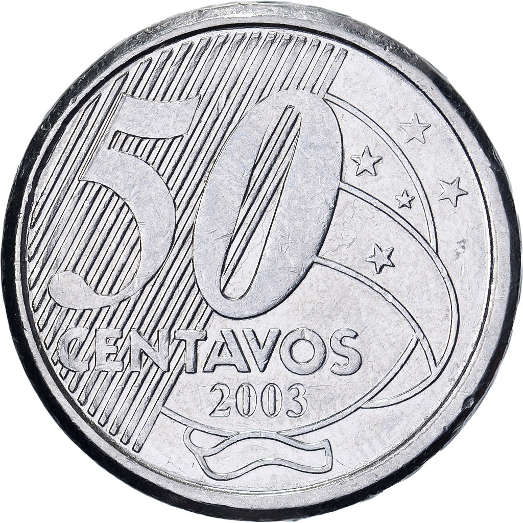 Brazylia, 50 Centavos, 2003, Stal nierdzewna, EF(40-45), KM:651a