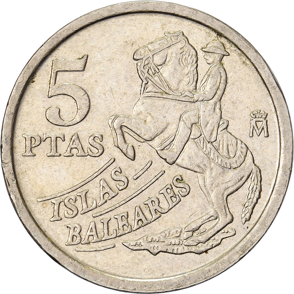 Hiszpania, Juan Carlos I, 5 Pesetas, 1997, Madrid, Aluminium-Brąz, AU(50-53)