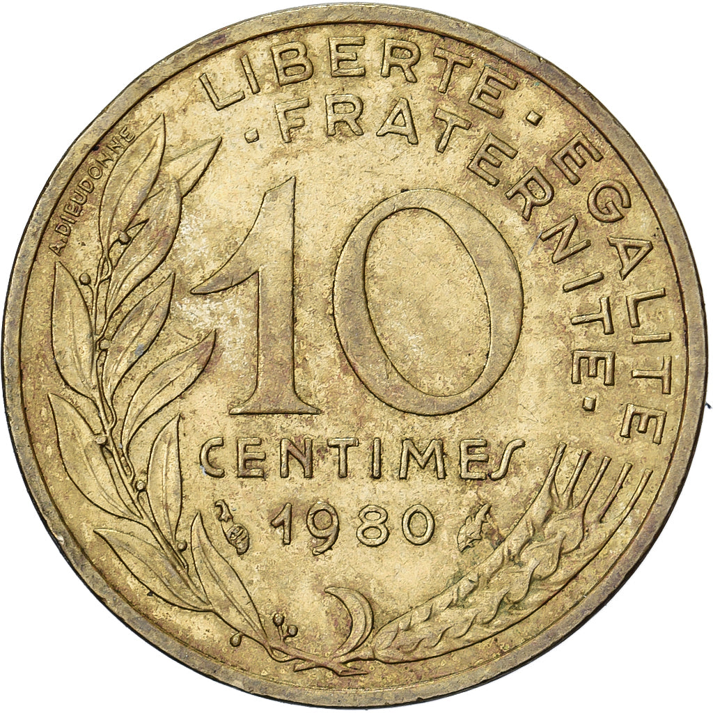Frankreich, 10 Centimes, Marianne, 1980, Paris, Aluminum-Bronze, S+
