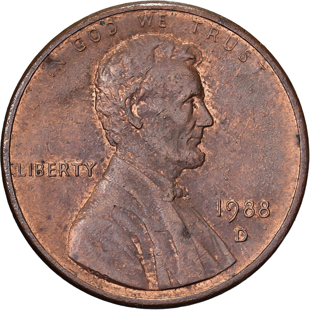 Verenigde Staten, Cent, Lincoln Cent, 1988, U.S. Mint, Copper Plated Zinc, ZF