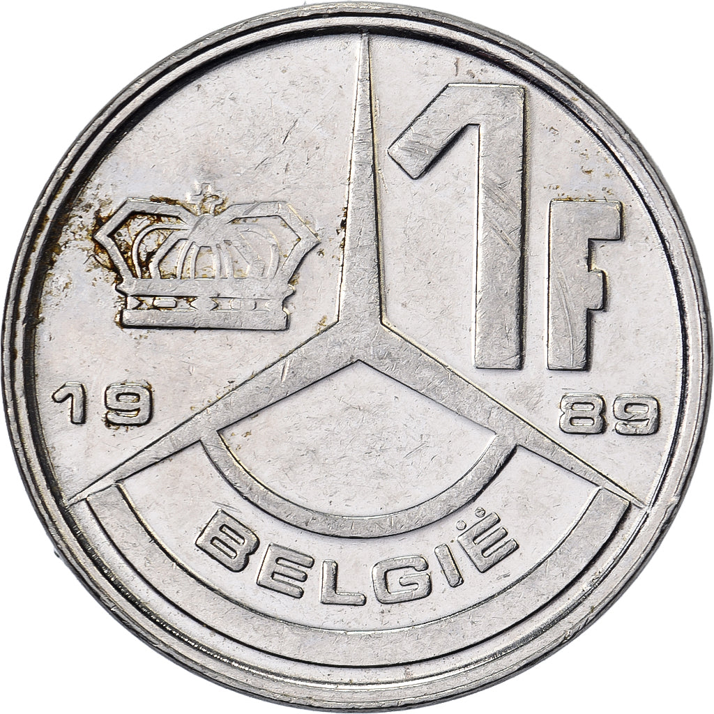 Belgium, Franc, 1989, Nickel Plated Iron, AU(50-53), KM:171