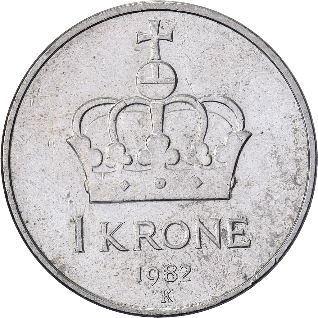Norway, Olav V, Krone, 1982, Copper-nickel, AU(50-53), KM:419