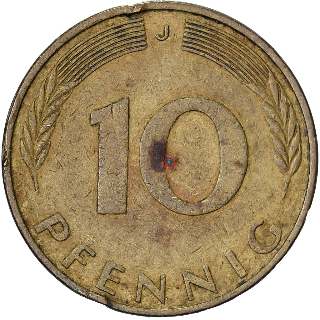 Federale Duitse Republiek, 10 Pfennig, 1971, Hambourg, Brass Clad Steel, FR