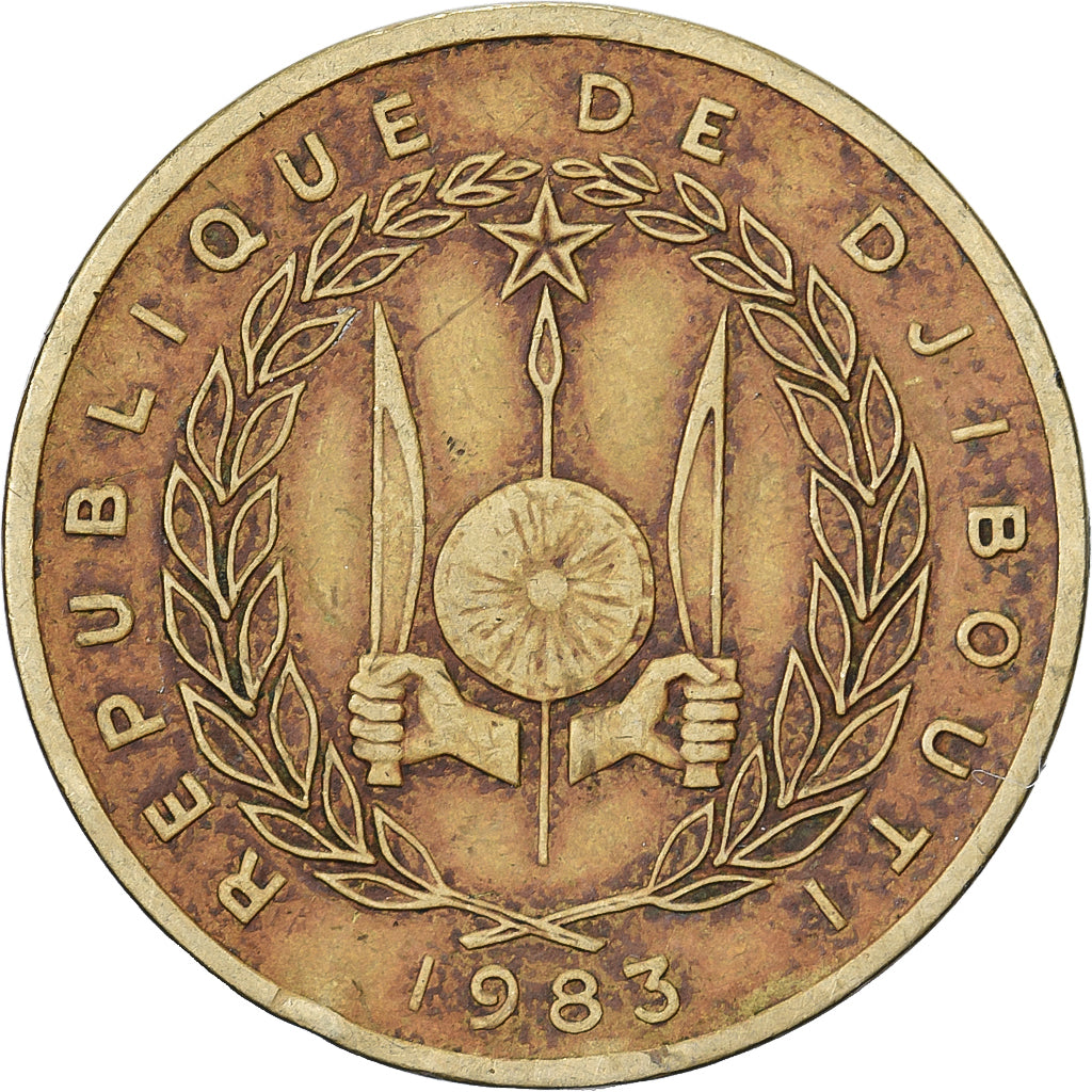 Djibouti, 10 Francs, 1983, Paris, Aluminum-Bronze, FR, KM:23