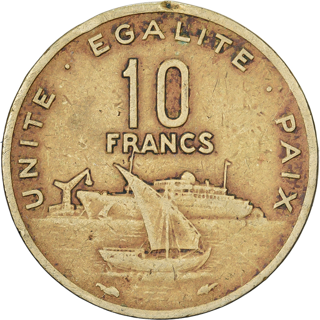 Djibouti, 10 Francs, 1983, Paris, Aluminum-Bronze, FR, KM:23