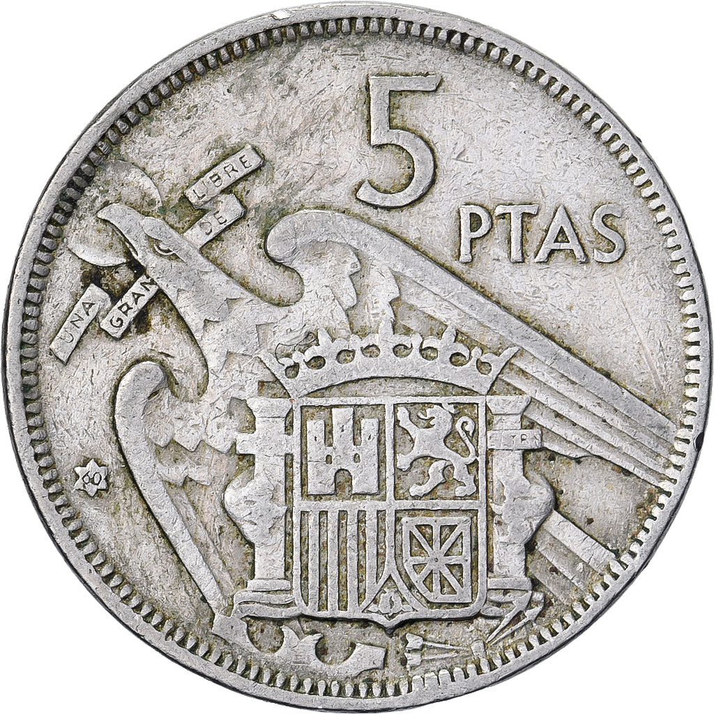 Spanien, Caudillo and regent, 5 Pesetas, 1960, Kupfer-Nickel, S, KM:786