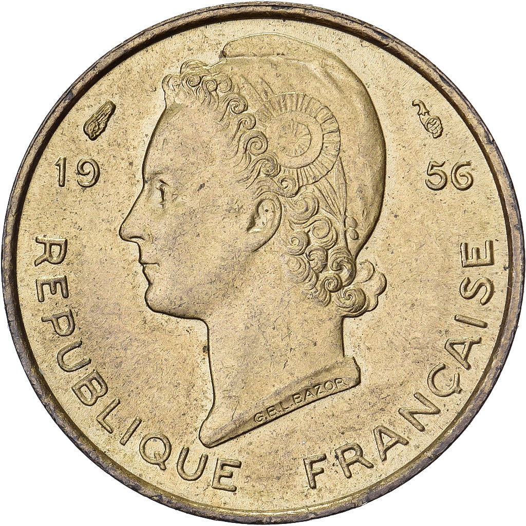 Afrique occidentale française, 5 Francs, 1956, Bronze-Aluminium, SUP, KM:5