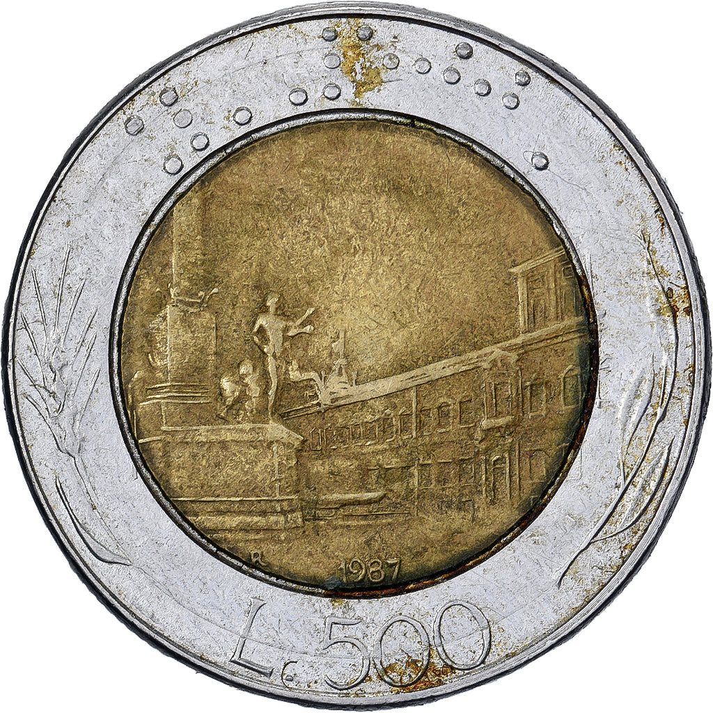 Itália, 500 Lire, 1987, Rome, Bimetálico, VF(20-25), KM:111