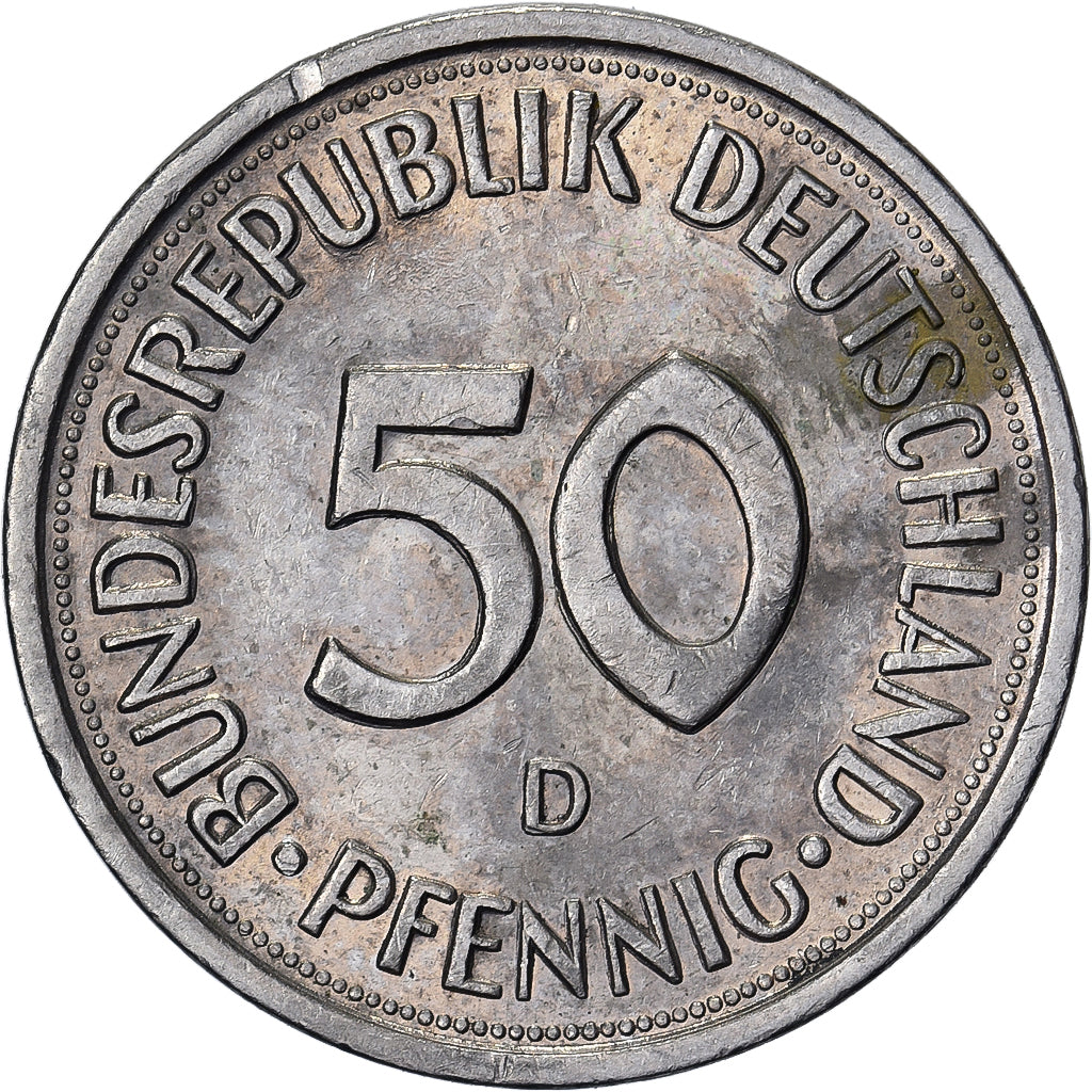 République fédérale d'Allemagne, 50 Pfennig, 1980, Munich, Cupro-nickel