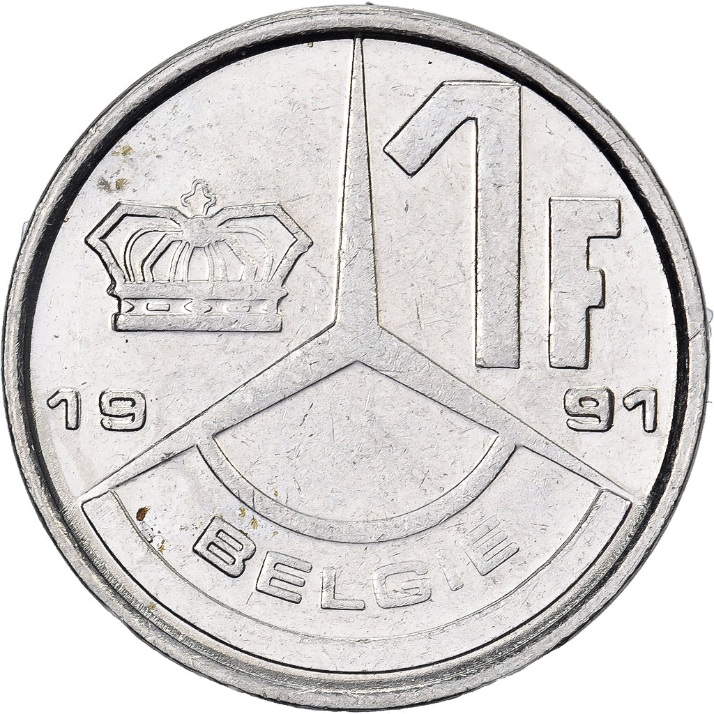 België, Franc, 1991, Paris, Nickel Plated Iron, ZF, KM:170