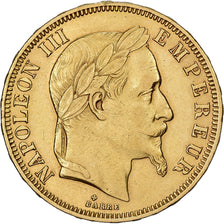 Frankreich, Napoleon III, 50 Francs, Napoléon III, 1866, Strasbourg, Gold, VZ