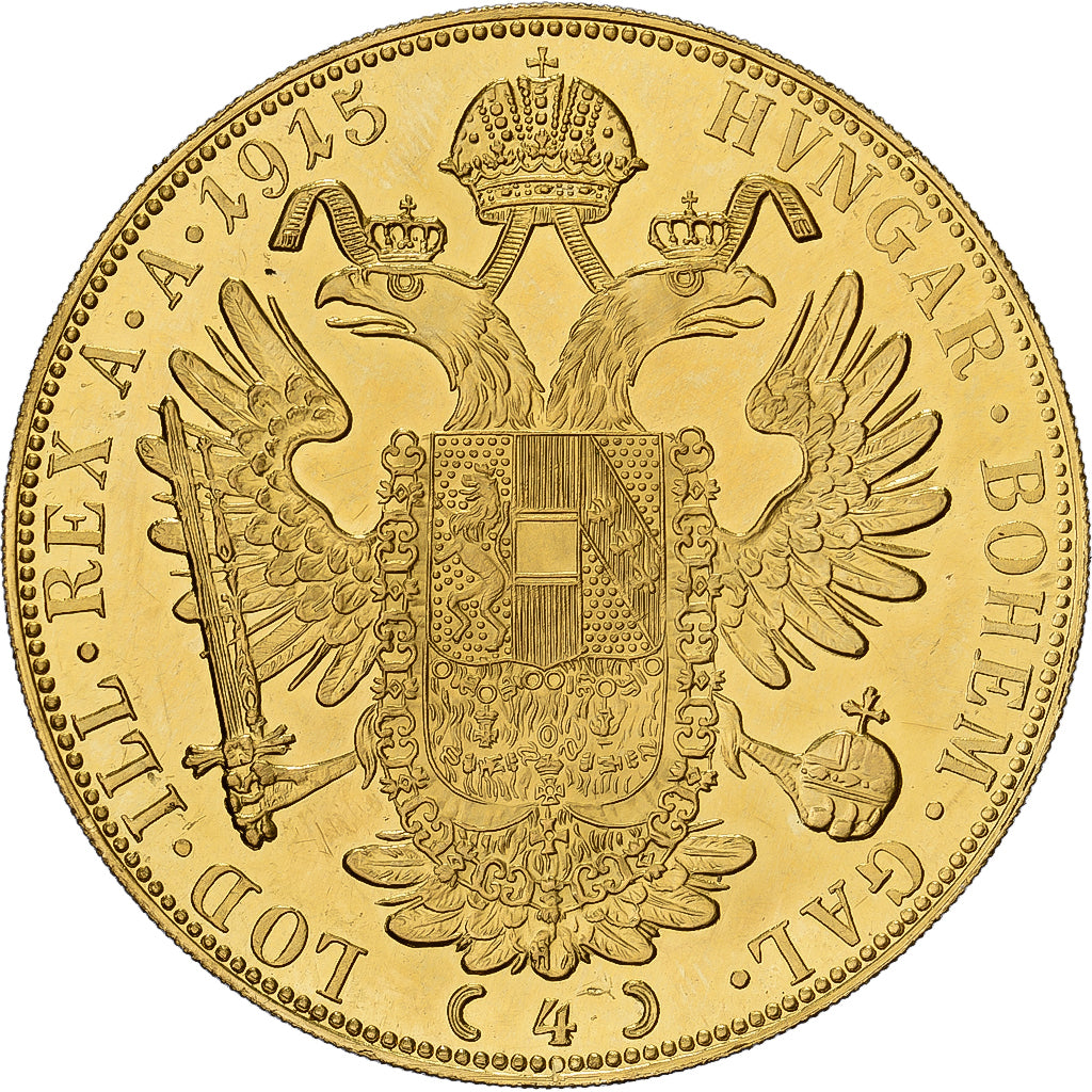 Austria, Franz Joseph I, 4 Ducat, 1915, Vienna, Gold, AU(55-58), KM:2276