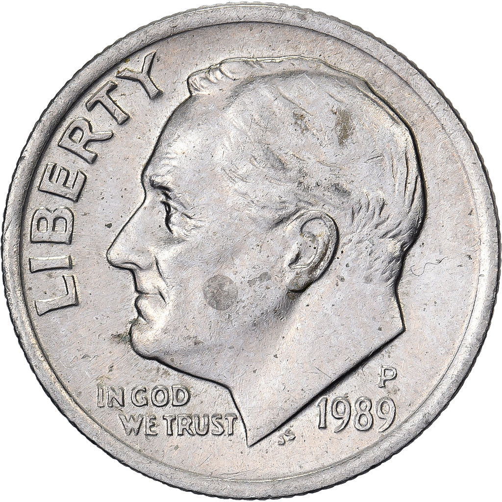 Estados Unidos da América, Dime, Roosevelt Dime, 1989, U.S. Mint, Cobre