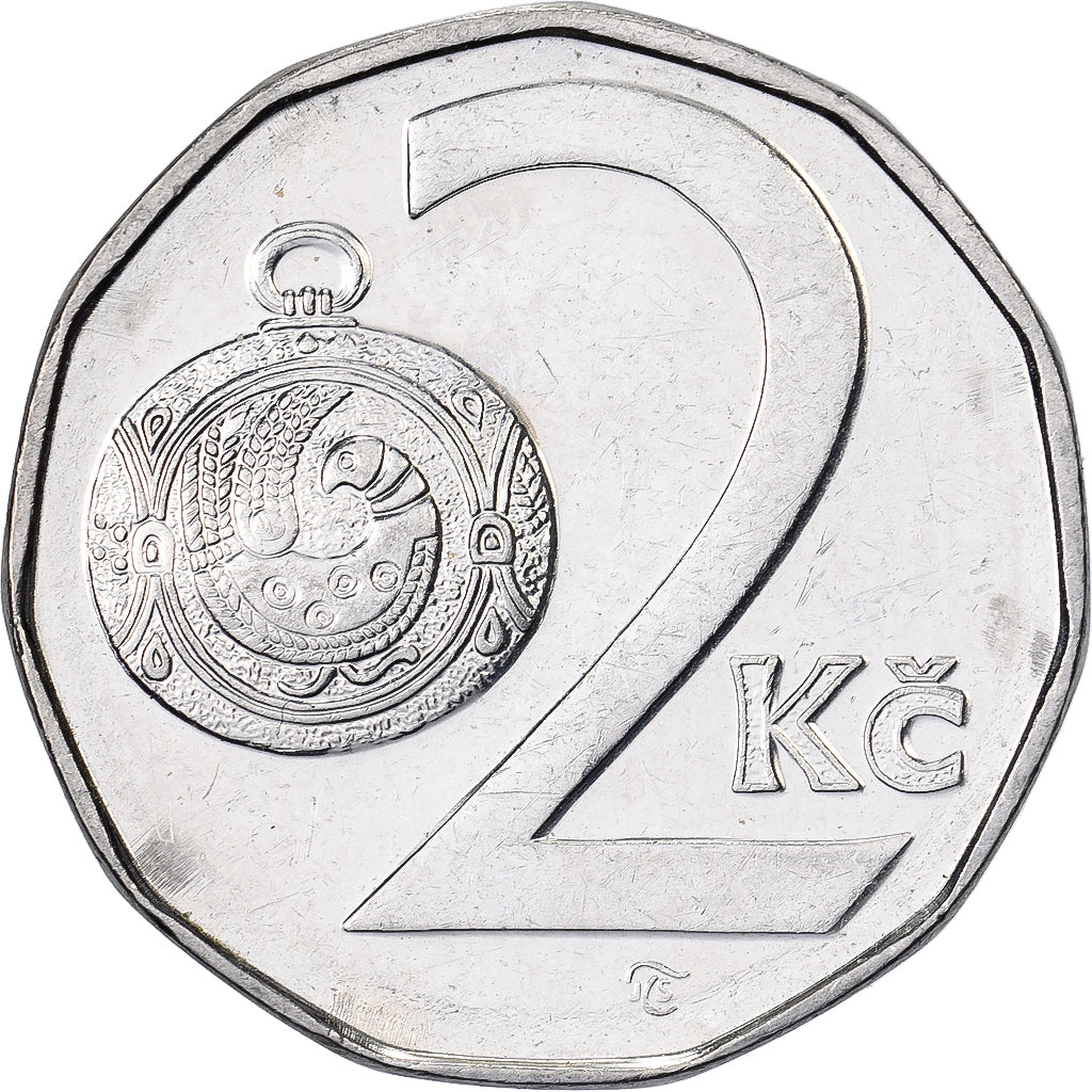Tsjechische Republiek, 2 Koruny, 1993, Nickel plated steel, PR, KM:9
