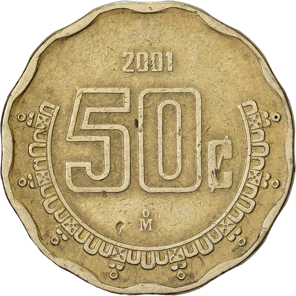 Mexiko, 50 Centavos, 2001, Mexico City, Aluminum-Bronze, S+, KM:549