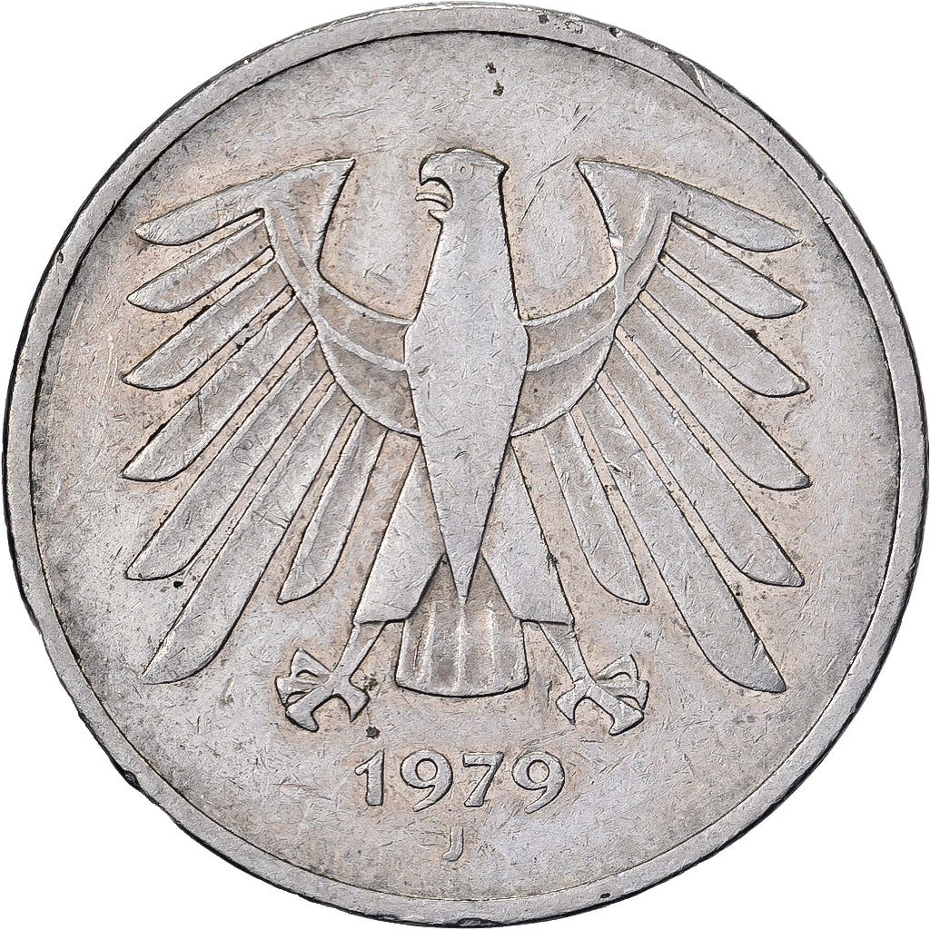 ALEMANHA - REPÚBLICA FEDERAL, 5 Mark, 1979, Hambourg, Níquel Revestido a