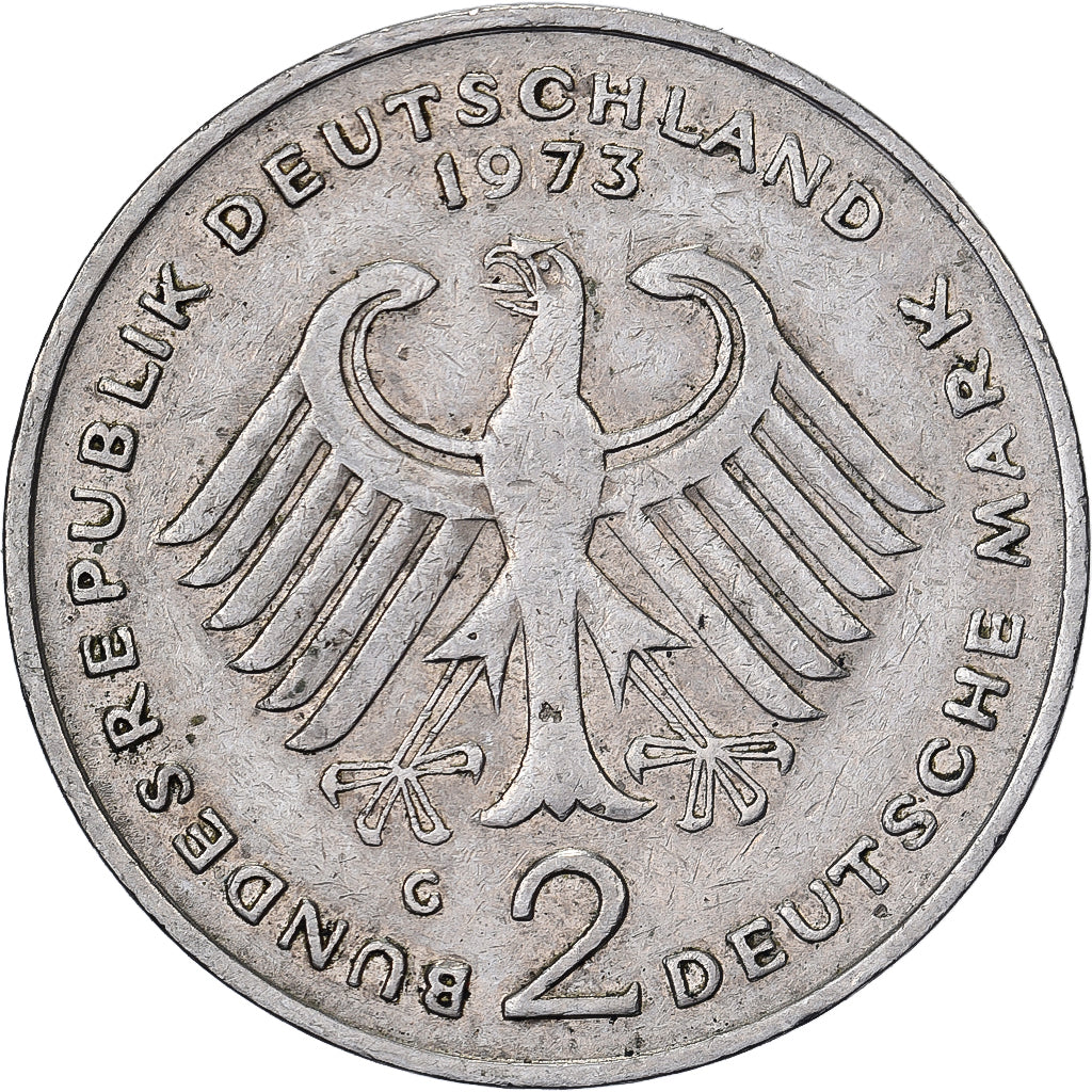 Federal Republic of Germany, 2 Mark, 1973, Karlsruhe, Copper-Nickel Clad Nickel