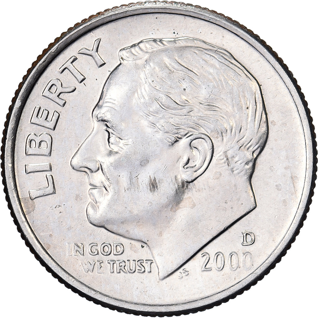 États-Unis, Dime, Roosevelt Dime, 2000, U.S. Mint, Cupronickel plaqué cuivre