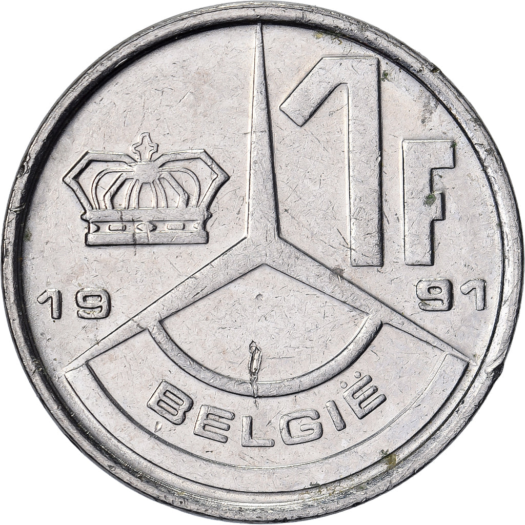 Belgium, Franc, 1991, Nickel Plated Iron, EF(40-45), KM:171