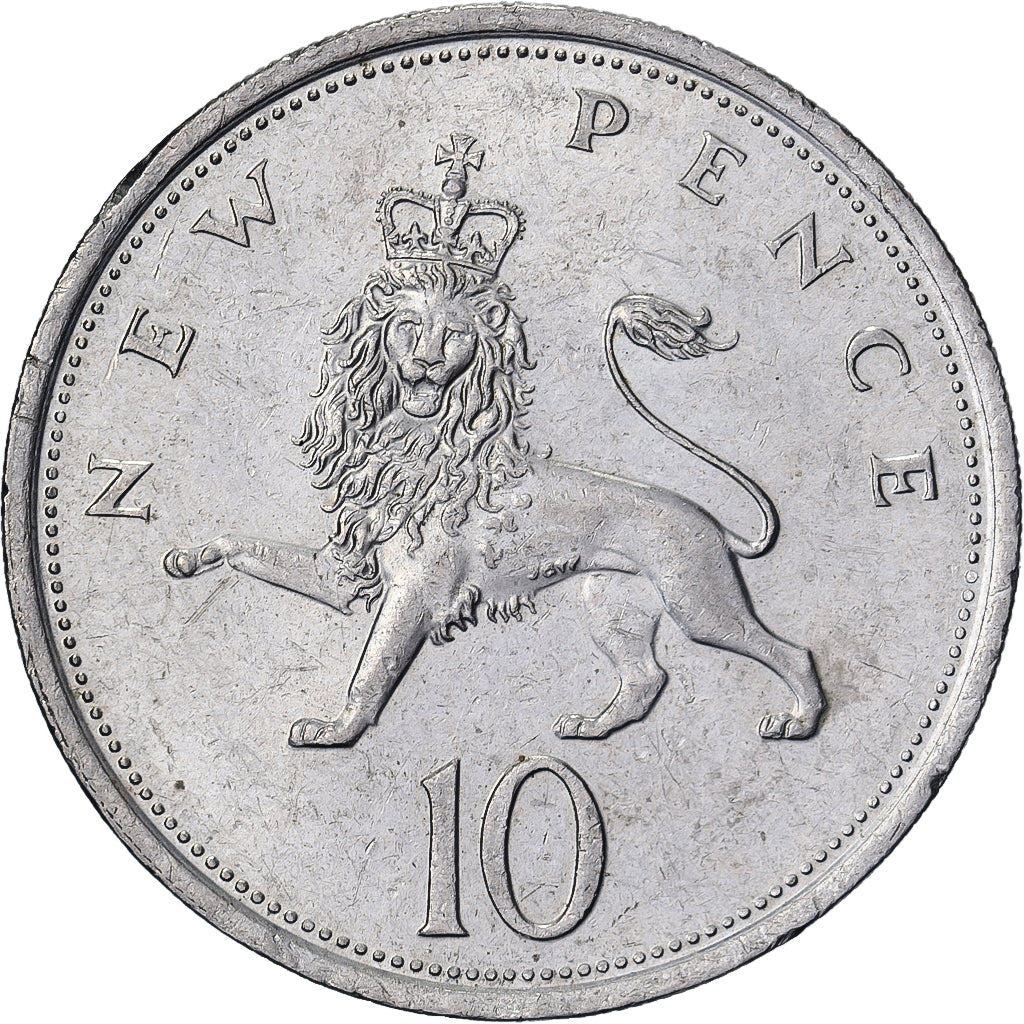 Great Britain, Elizabeth II, 10 New Pence, 1976, Copper-nickel, AU(50-53)