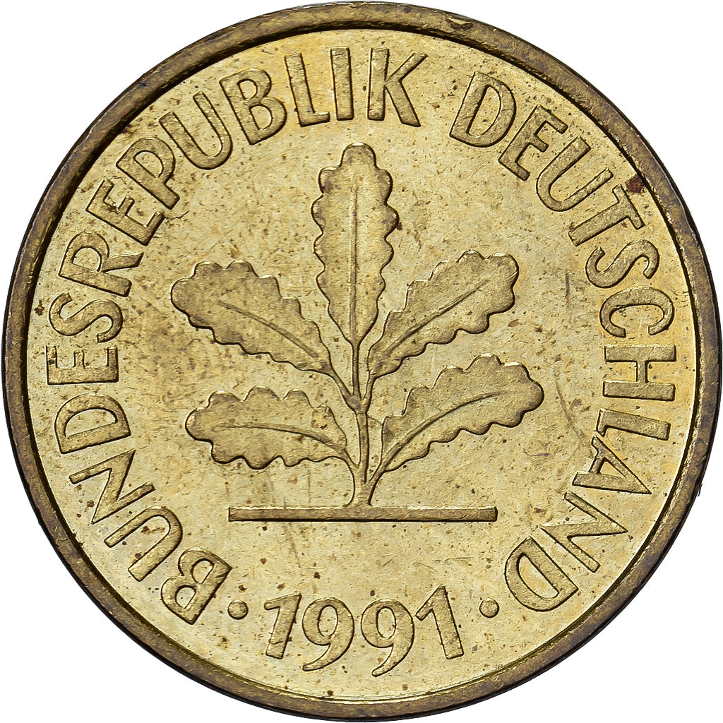 GERMANIA - REPUBBLICA FEDERALE, 5 Pfennig, 1991, Munich, Acciaio ricoperto in