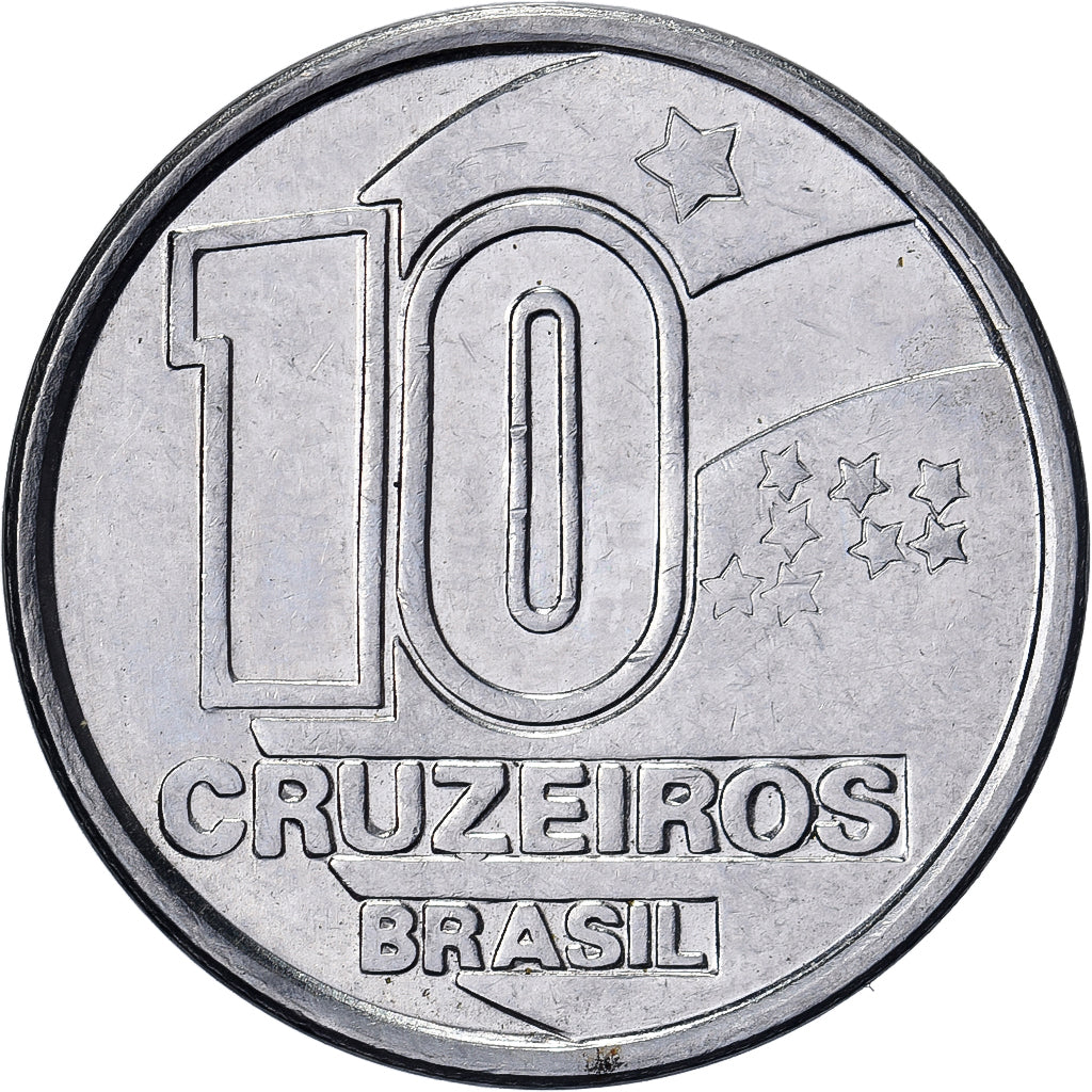 Brasilien, 10 Cruzeiros, 1991, Stainless Steel, SS, KM:619.1