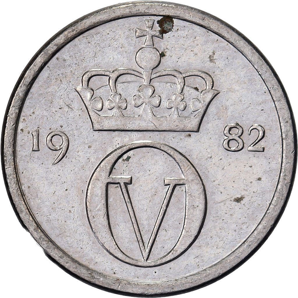 Norvegia, Olav V, 10 Öre, 1982, Rame-nichel, BB, KM:416