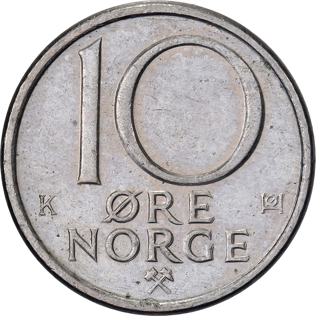 Norvegia, Olav V, 10 Öre, 1982, Rame-nichel, BB, KM:416