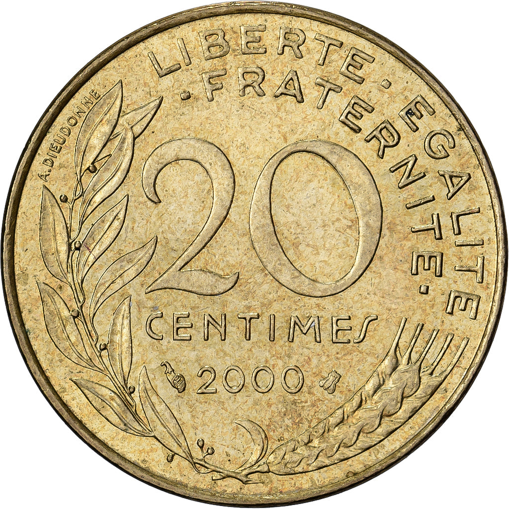 Francia, 20 Centimes, 2000, Rame-alluminio, BB+