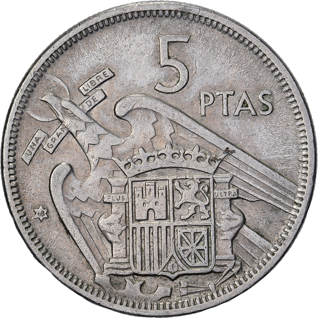 Spain, Caudillo and regent, 5 Pesetas, 1968, Copper-nickel, EF(40-45), KM:786