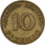 Federal Republic of Germany, 10 Pfennig, 1972, Stuttgart, Brass Clad Steel
