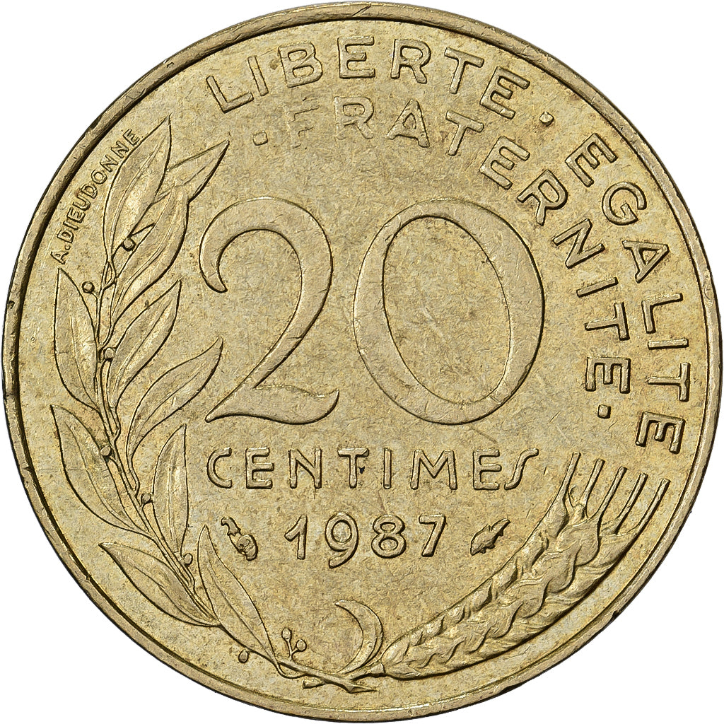 France, 20 Centimes, Marianne, 1987, Paris, Bronze-Aluminium, TTB, Le