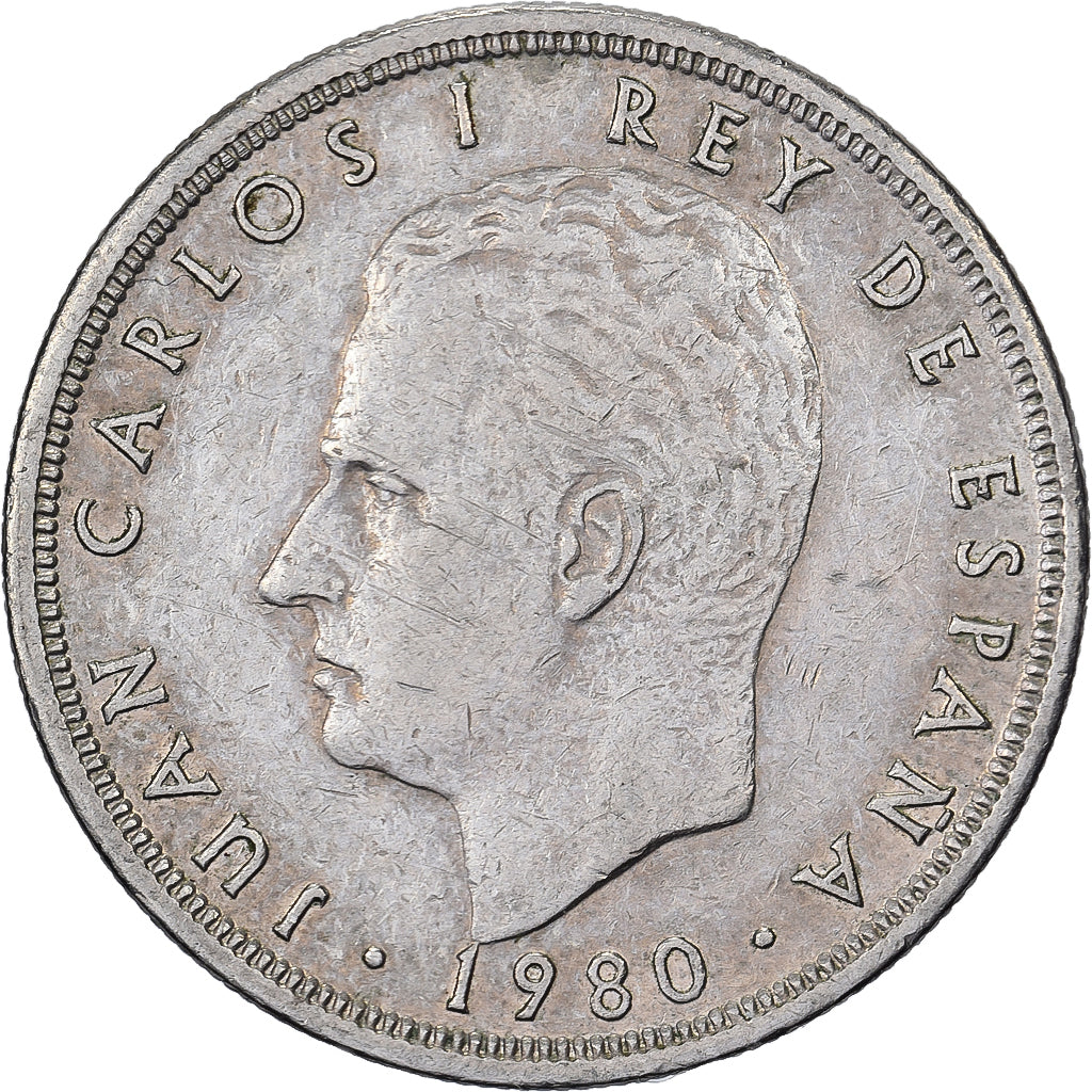 Hiszpania, Juan Carlos I, 5 Pesetas, 1981, Miedź-Nikiel, VF(30-35), KM:817