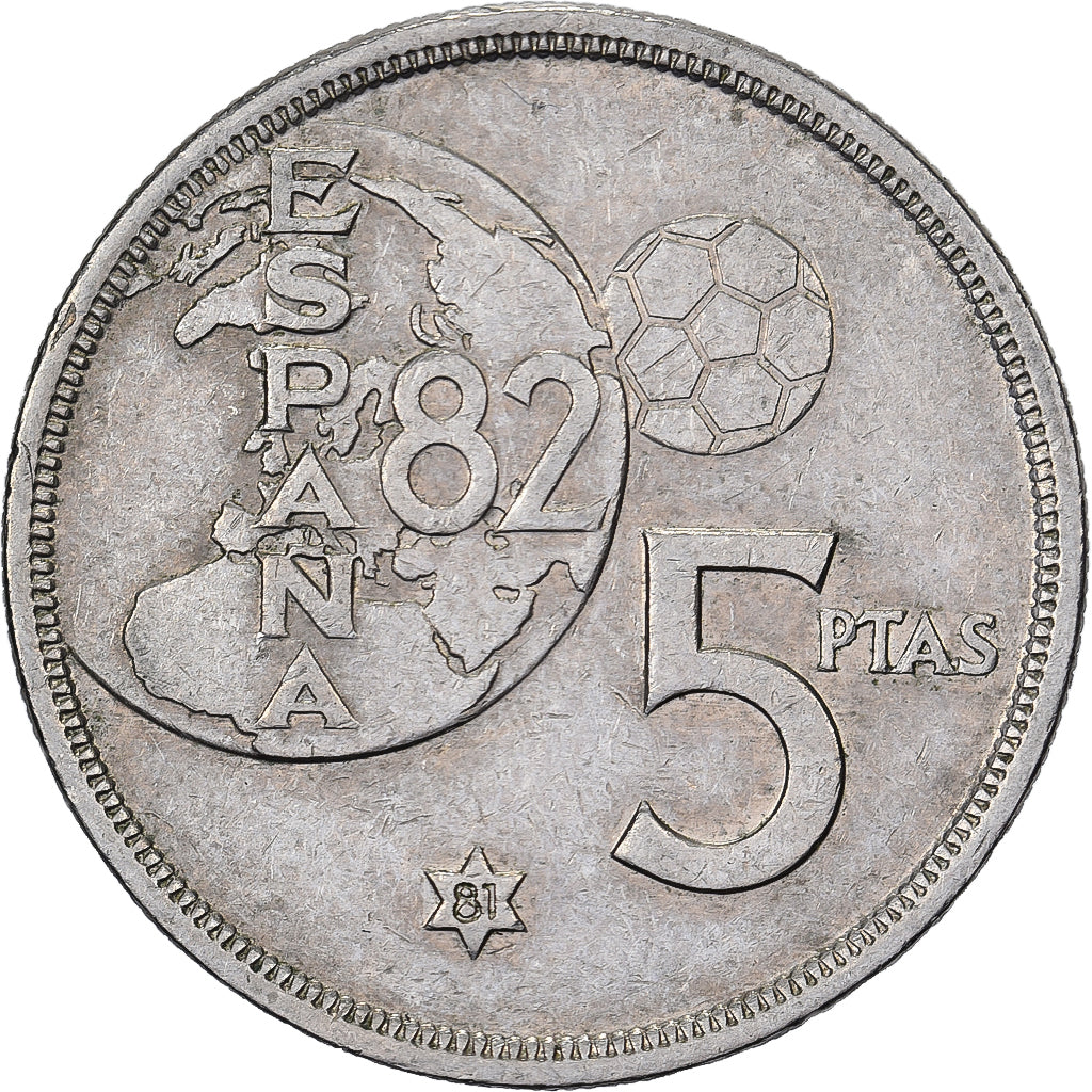 Hiszpania, Juan Carlos I, 5 Pesetas, 1981, Miedź-Nikiel, VF(30-35), KM:817