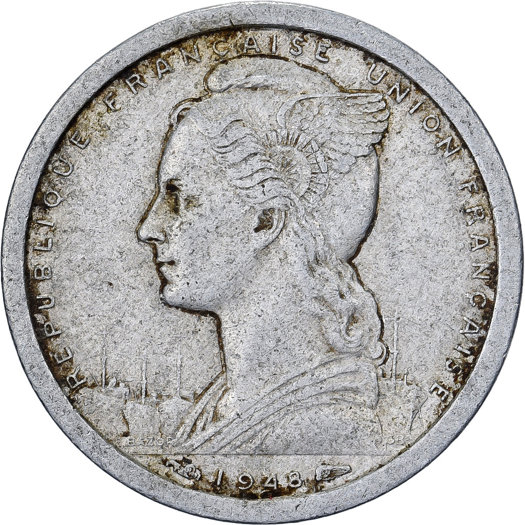 Madagascar, Franc, 1948, Paris, Aluminum, VF(30-35), Lecompte:98, KM:3