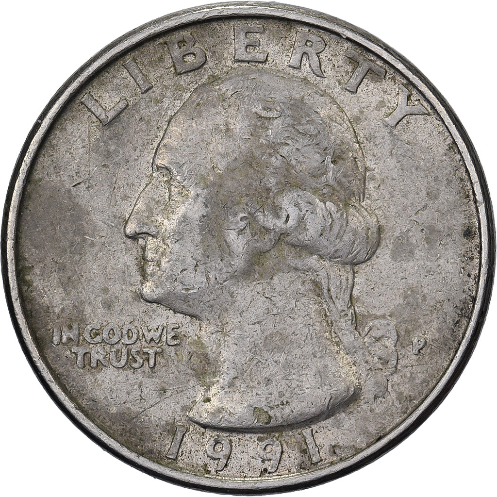 États-Unis, Quarter, Washington Quarter, 1991, U.S. Mint, Cupronickel plaqué