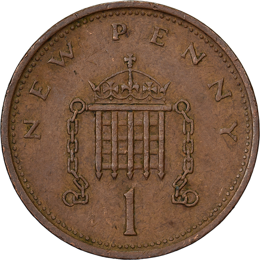Gran Bretaña, Elizabeth II, New Penny, 1975, Bronce, MBC, KM:915
