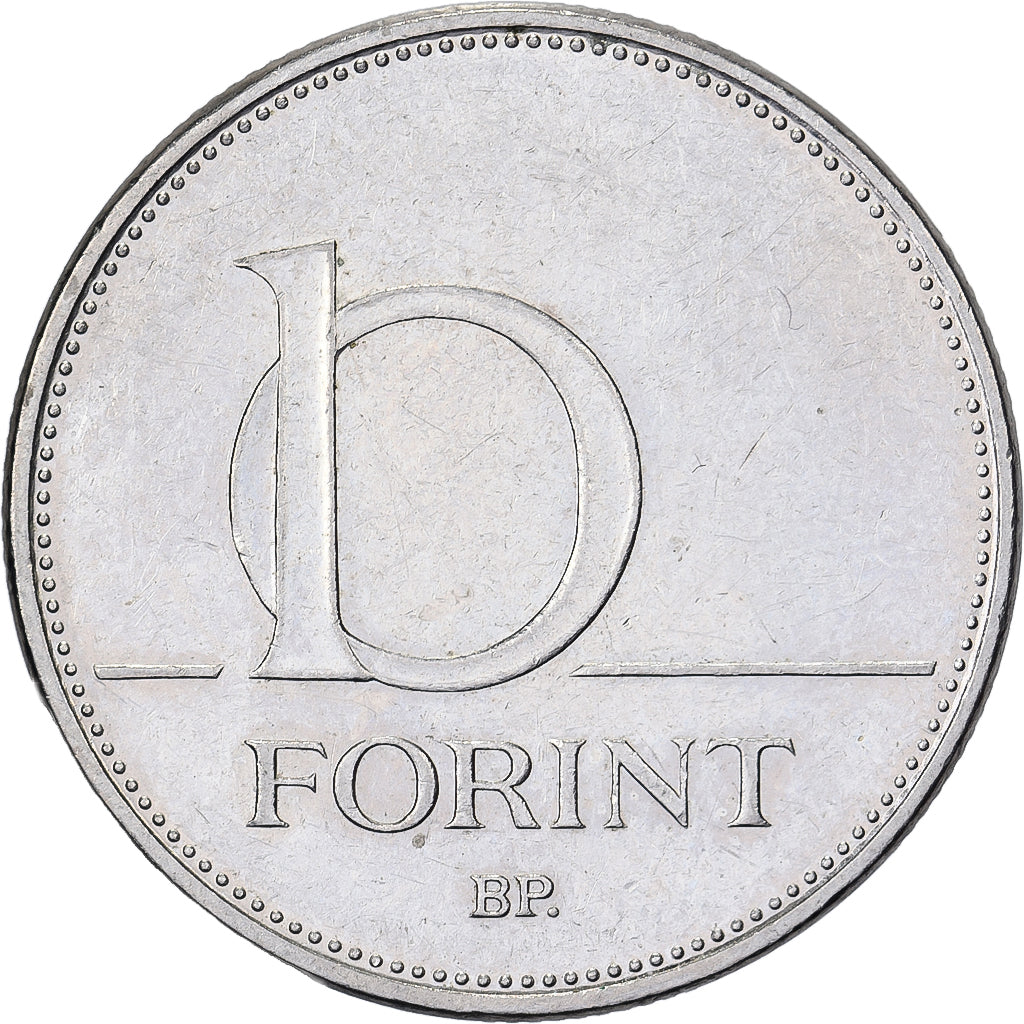 Hungría, 10 Forint, 2008, Budapest, Cobre - níquel, MBC, KM:695