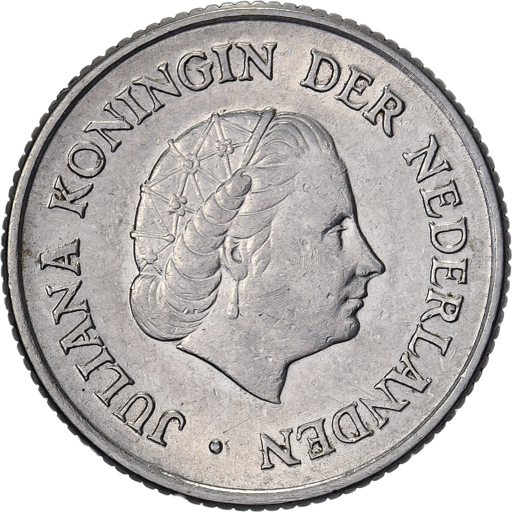 Países Bajos, Juliana, 25 Cents, 1954, Níquel, EBC, KM:183