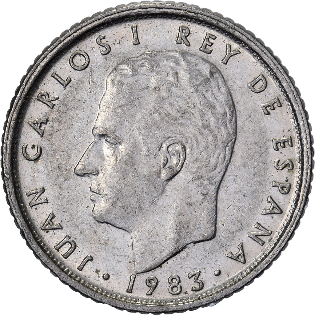 España, Juan Carlos I, 10 Pesetas, 1983, Cobre - níquel, MBC+, KM:827