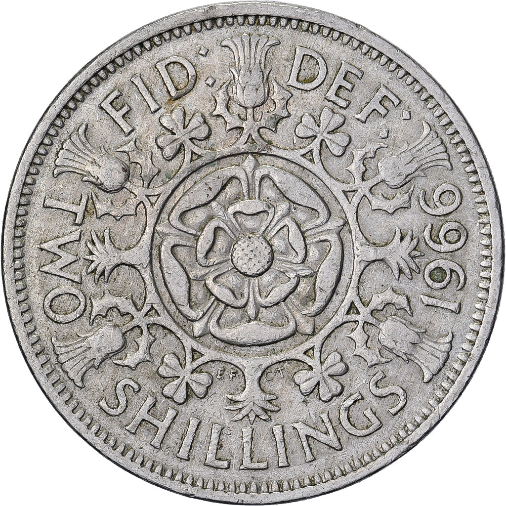 Great Britain, Elizabeth II, 2 Shillings, 1966, Copper-nickel, VF(30-35), KM:904