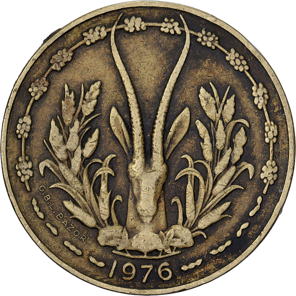 West African States, 10 Francs, 1976, Paris, Aluminum-Bronze, VF(30-35), KM:9