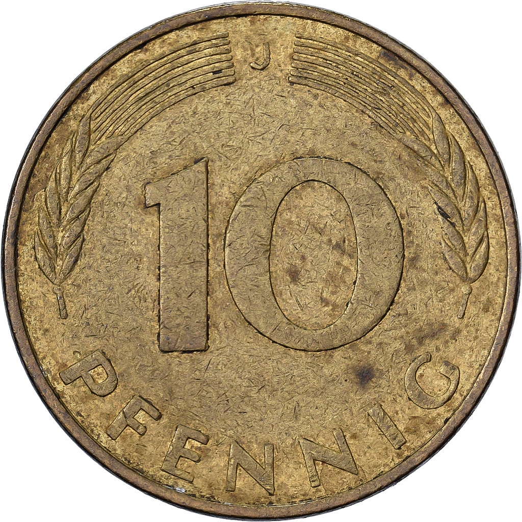 Federal Republic of Germany, 10 Pfennig, 1980, Hambourg, Brass Clad Steel