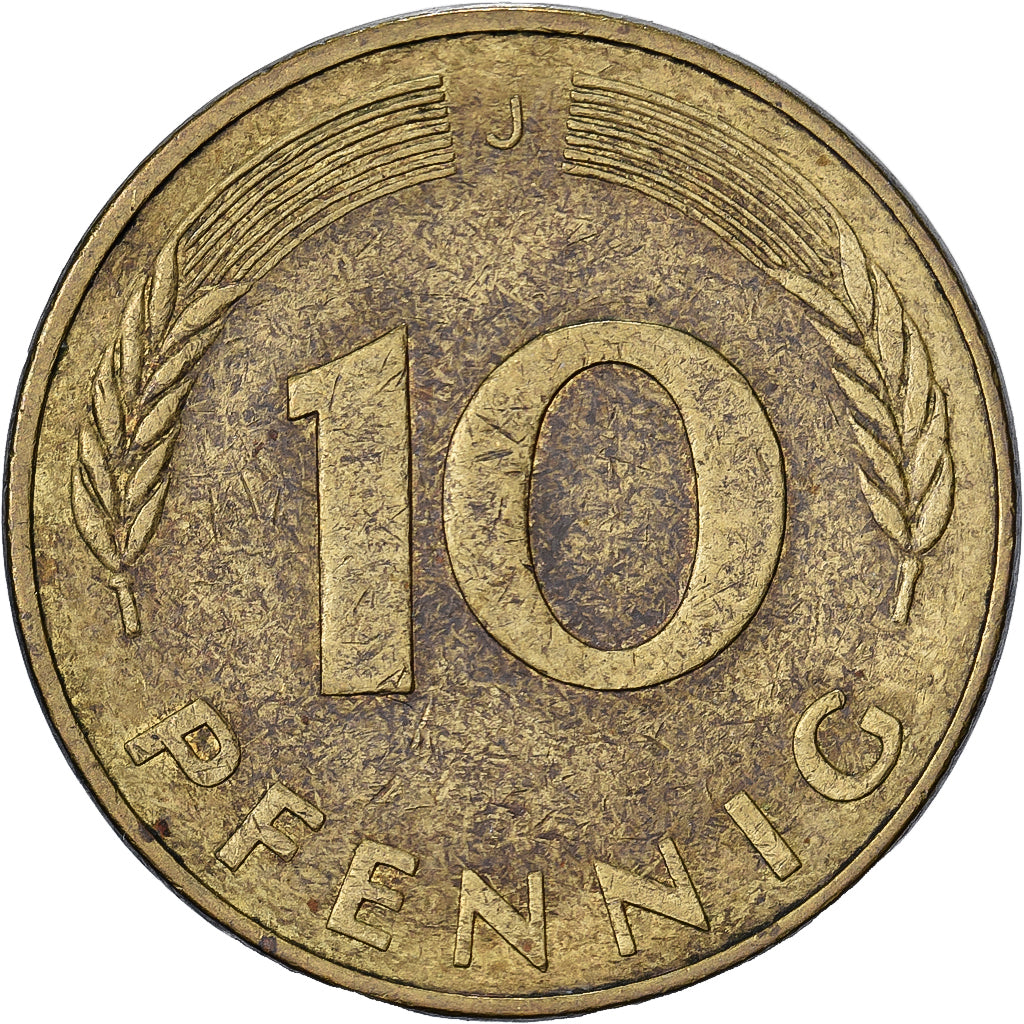 ALEMANHA - REPÚBLICA FEDERAL, 10 Pfennig, 1979, Hambourg, Aço Revestido a